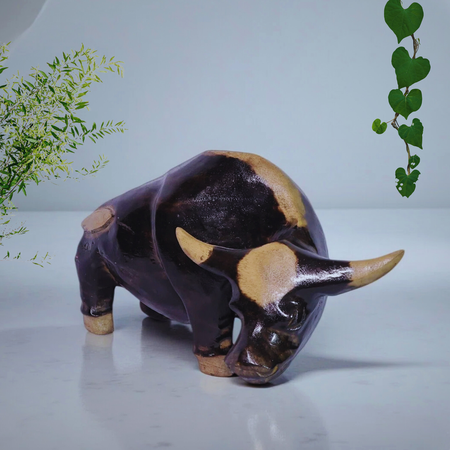 Handcrafted Wooden Gayal Sculpture