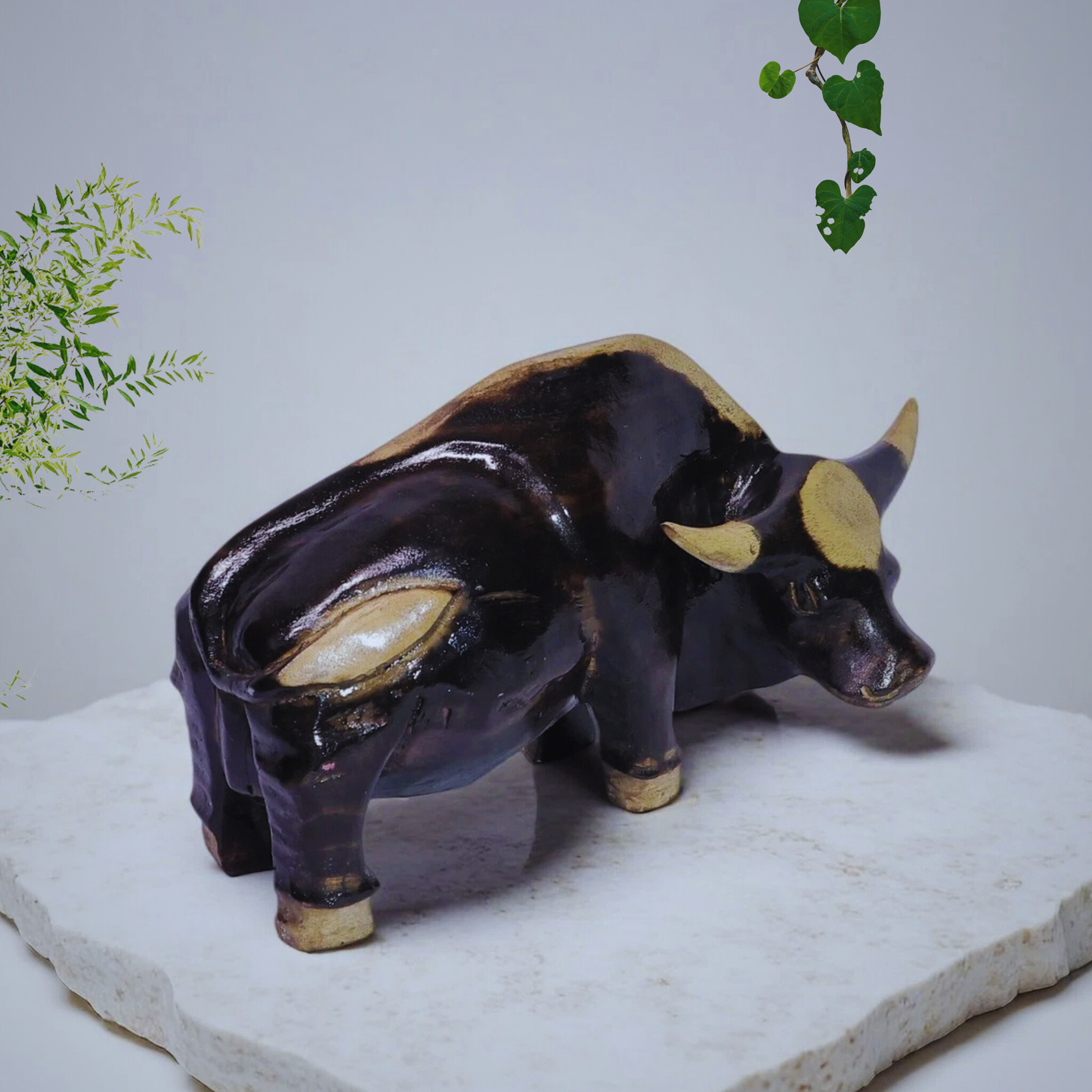 Handcrafted Wooden Gayal Sculpture