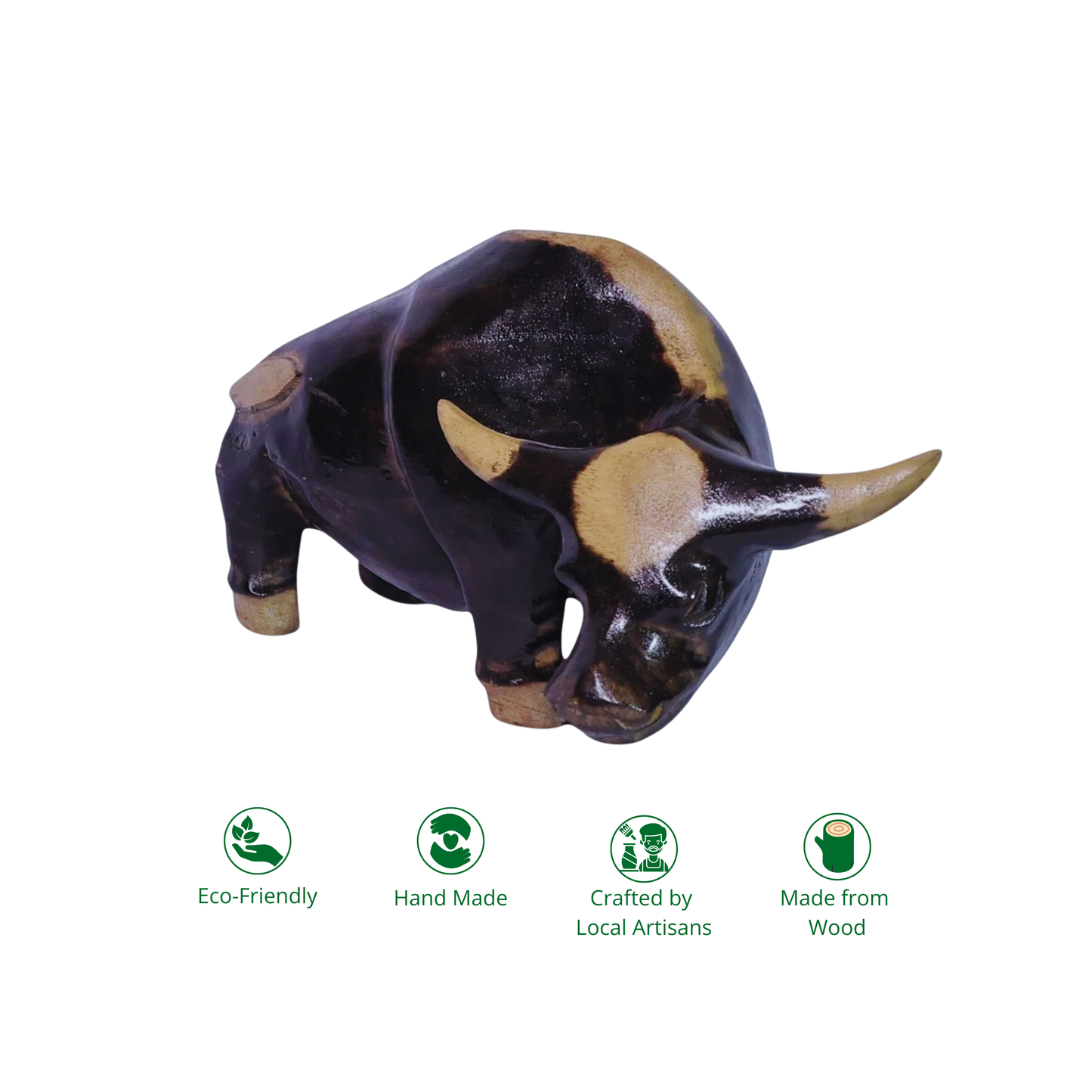 Handcrafted Wooden Gayal Sculpture