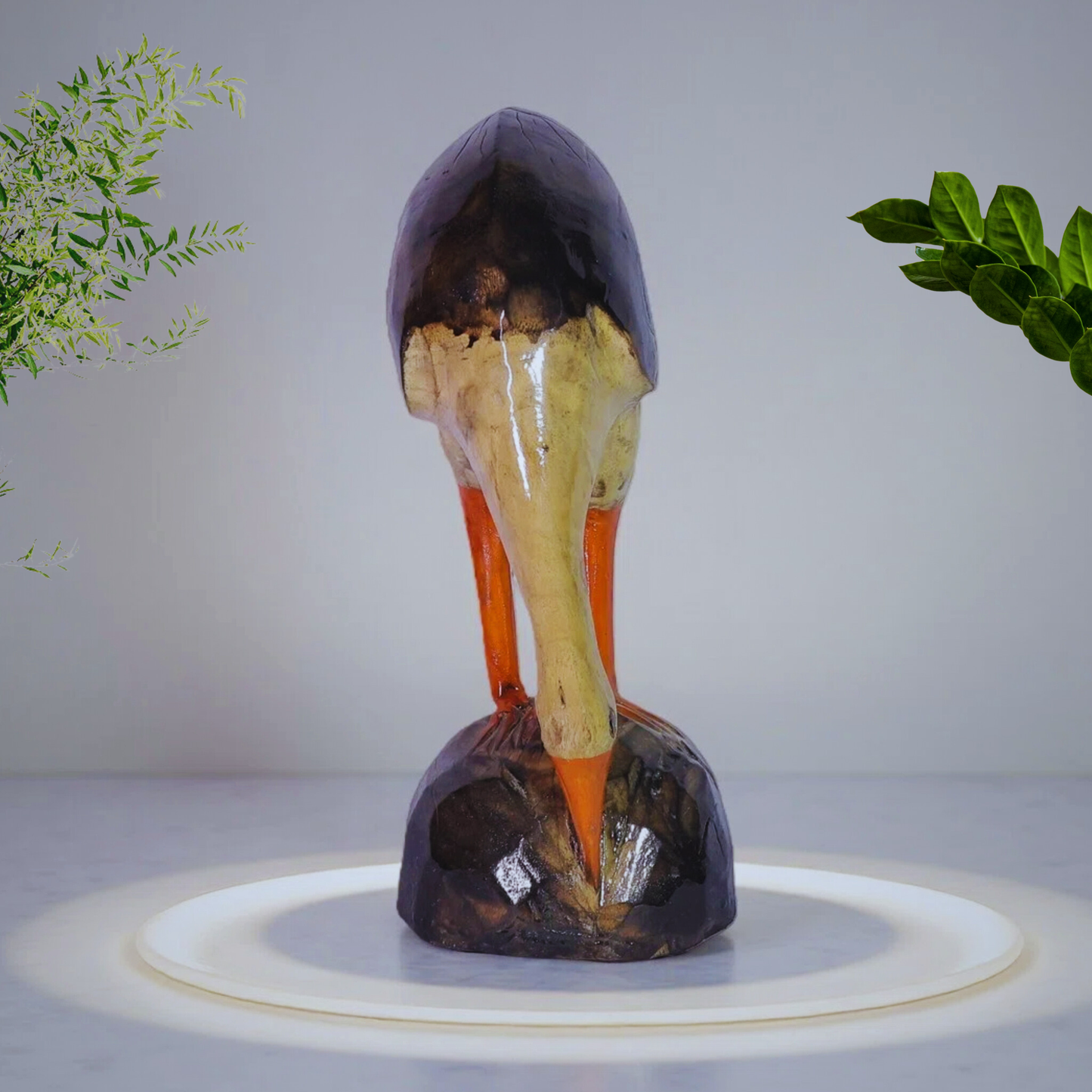 Handcrafted Heron Bird Carving