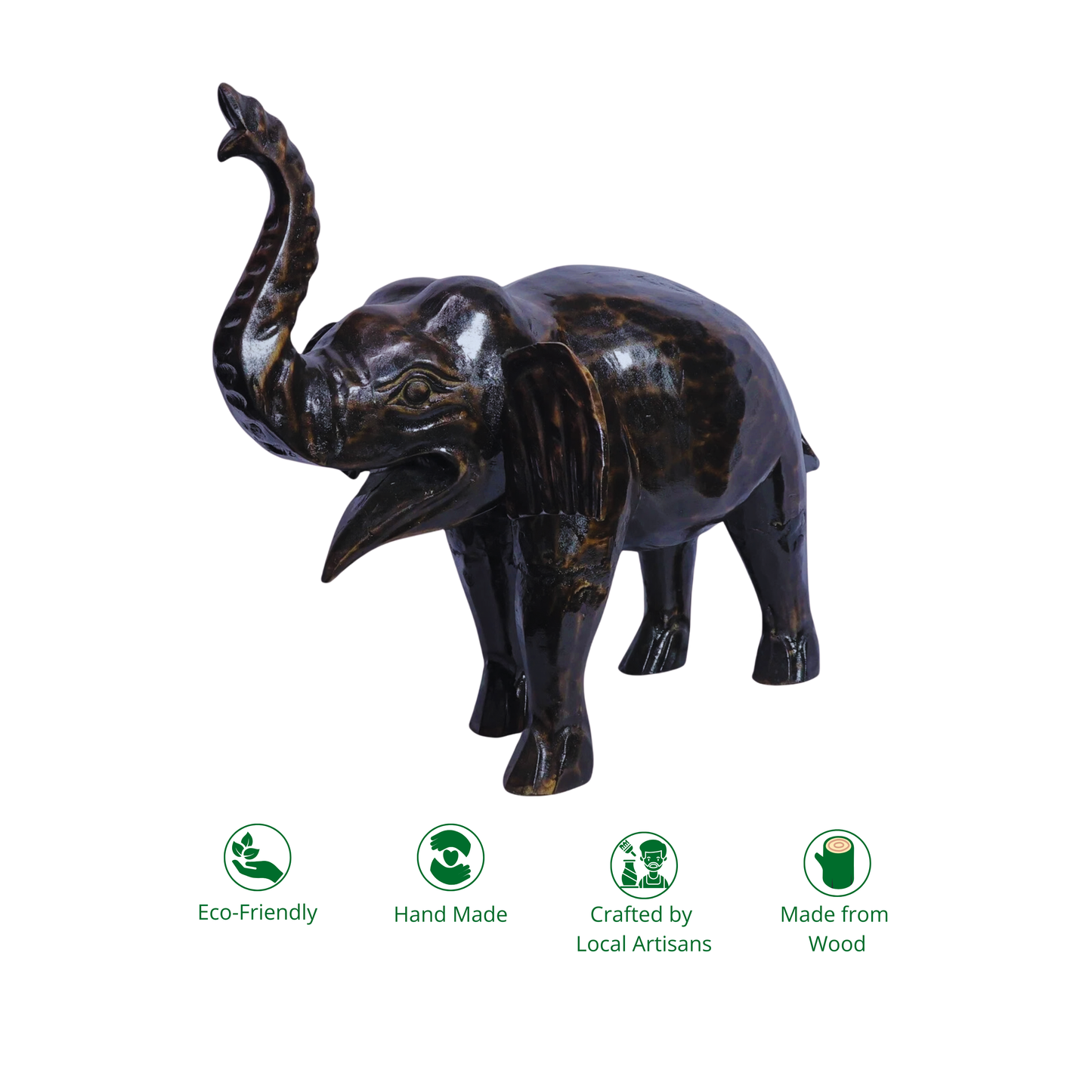 Glossy Wooden Handmade Elephant Decor