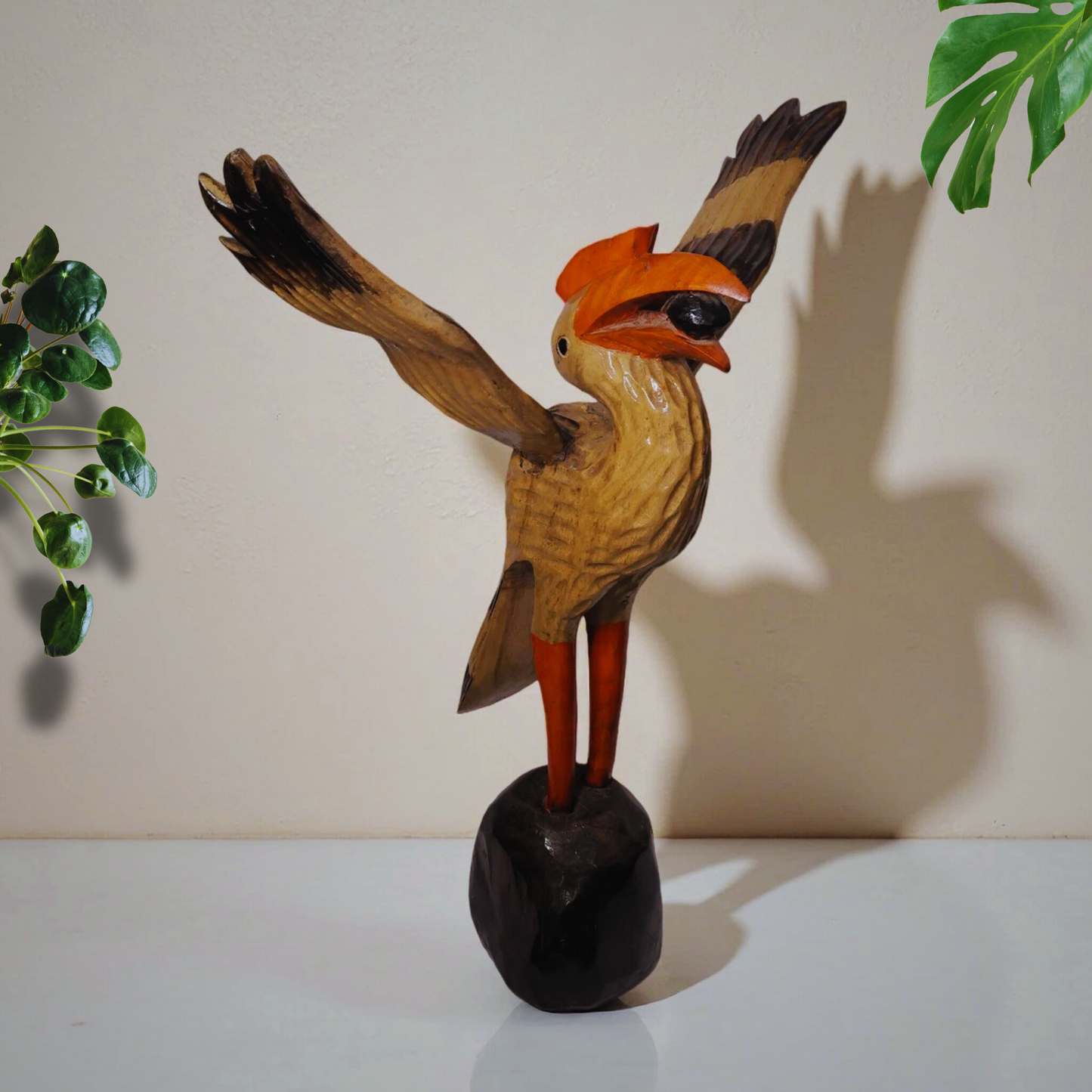 Handcrafted Wooden Winged Hornbill Figurine