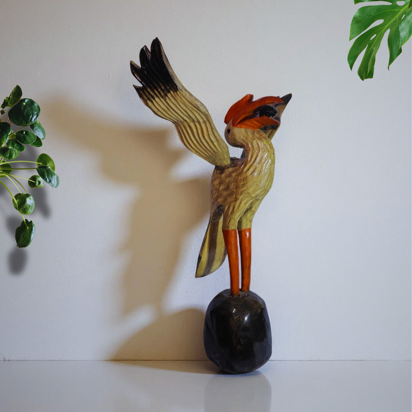 Handcrafted Wooden Winged Hornbill Figurine