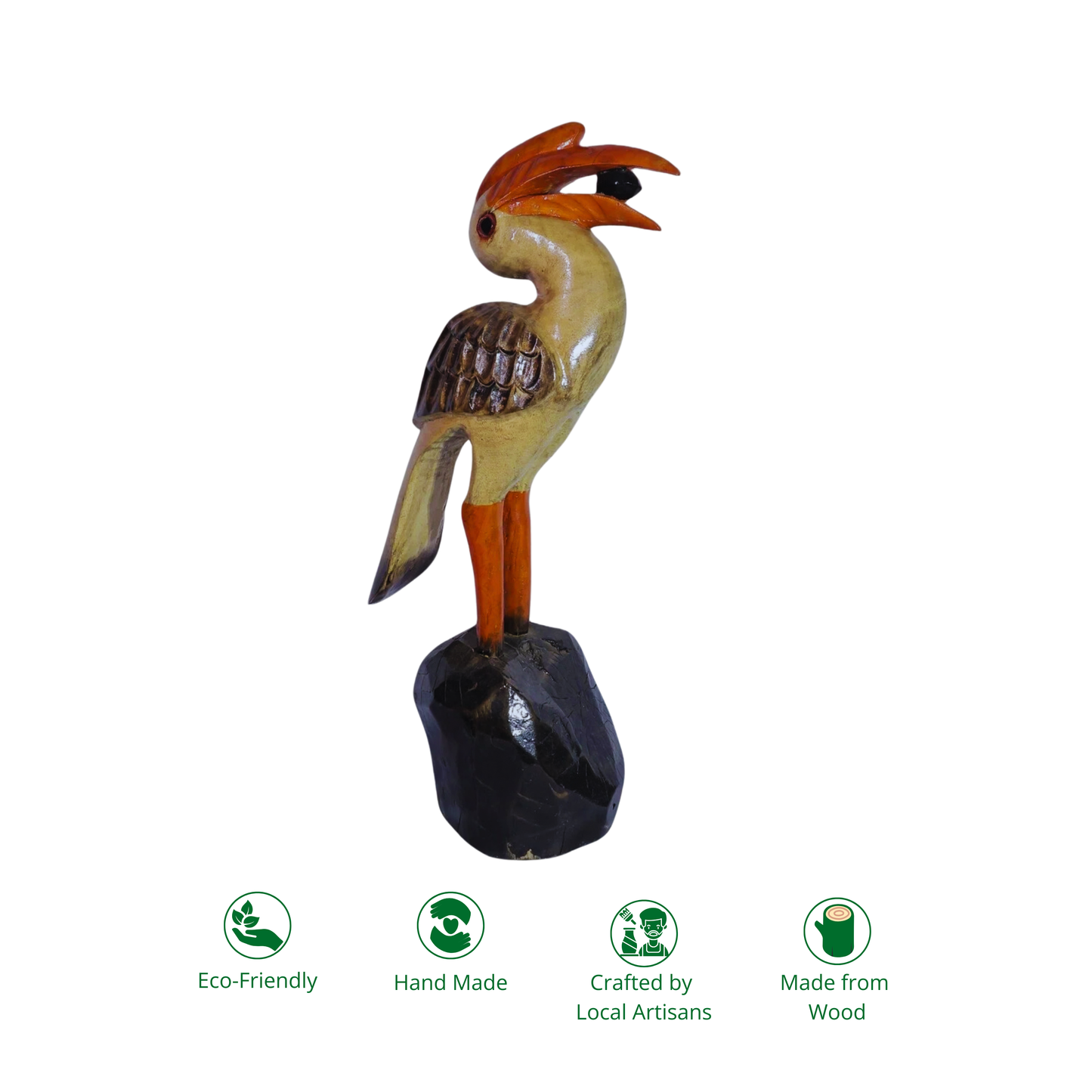 Handcrafted Wooden Hornbill Figurine