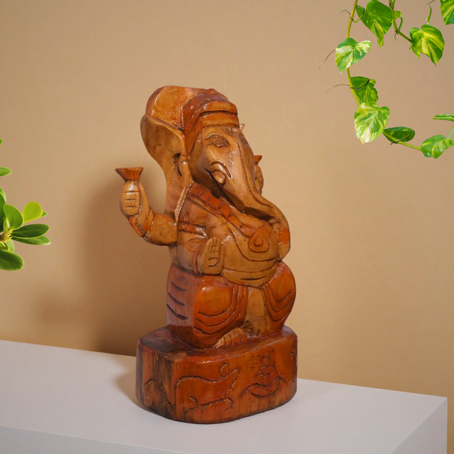 Handcrafted Wooden Ganesha Idol
