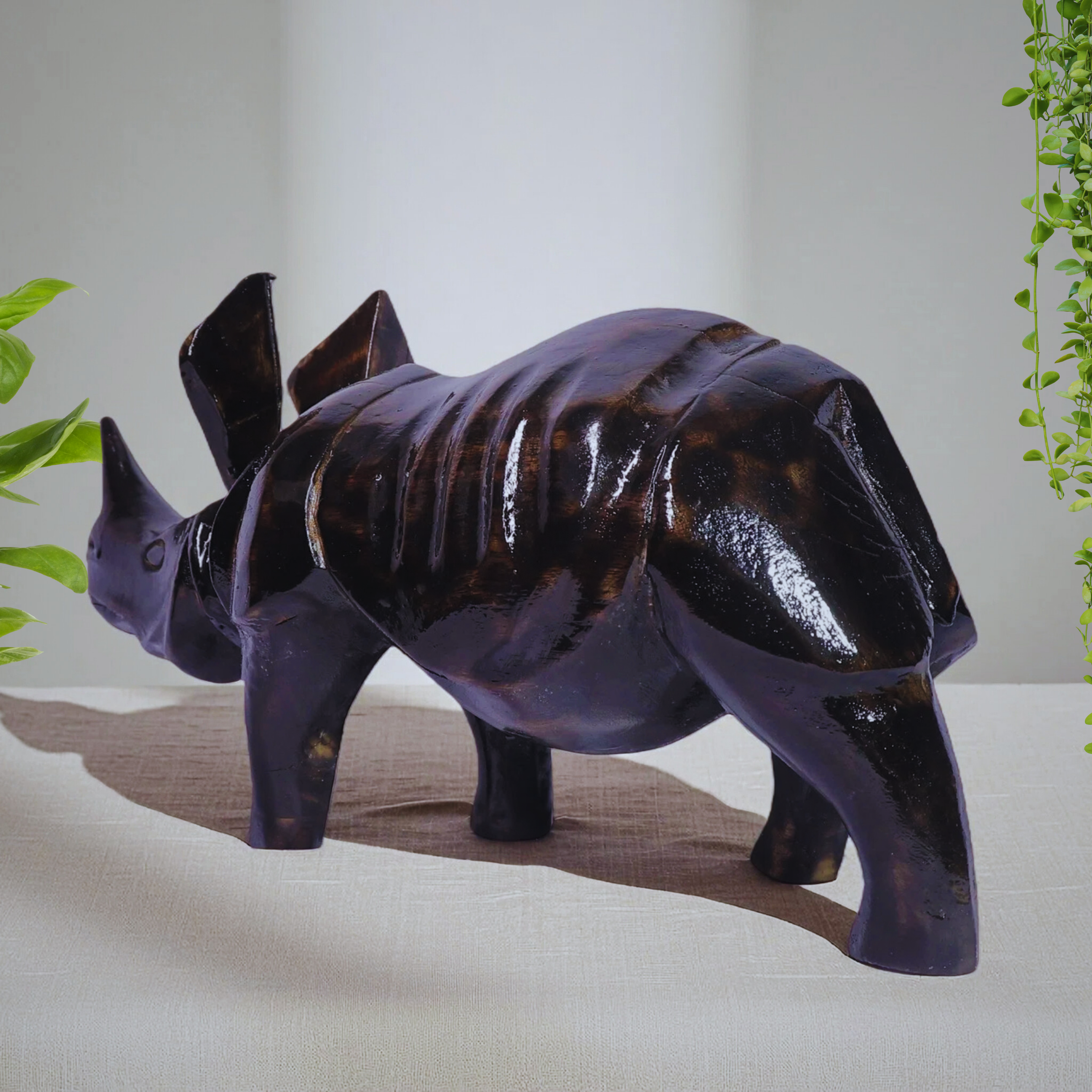 Handmade Rustic Rhino Decor