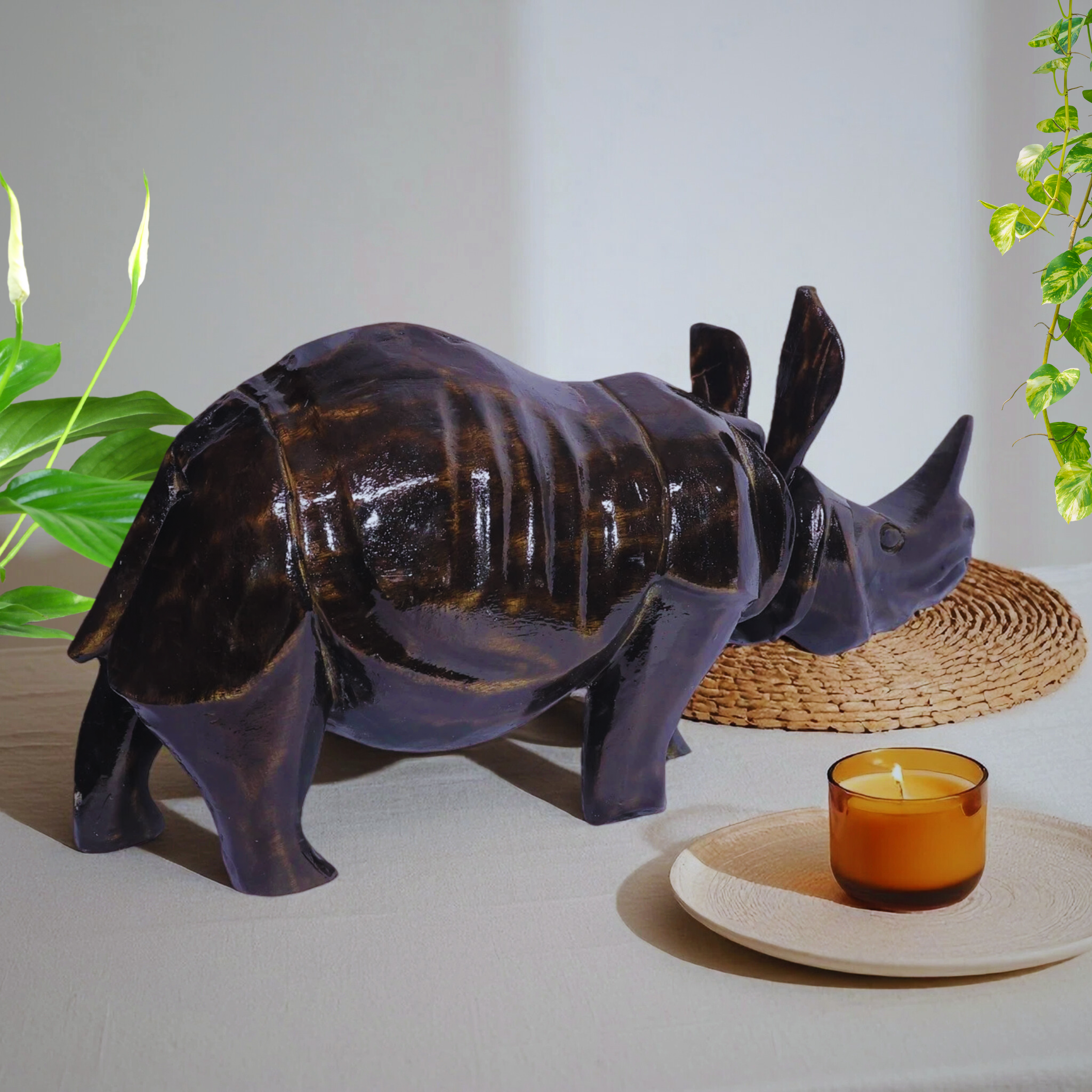 Handmade Rhino Gloss Figurine