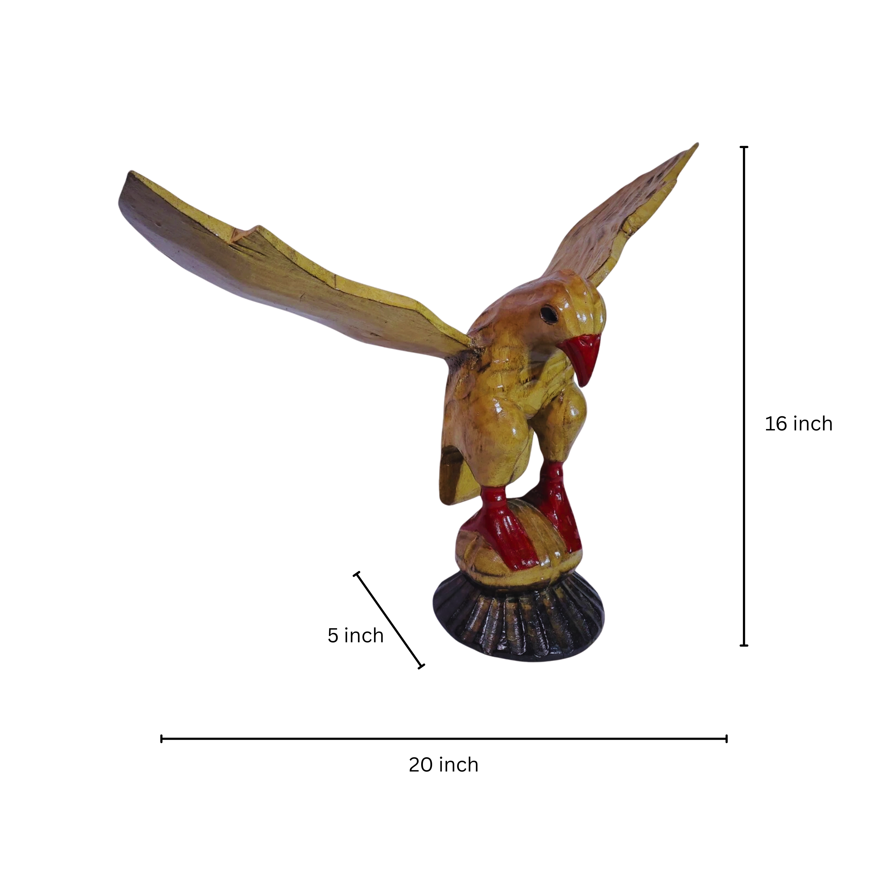 Wooden Handmade Flying Eagle Sculpture