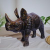Royal Armored Wooden Handmade Rhino Sculpture