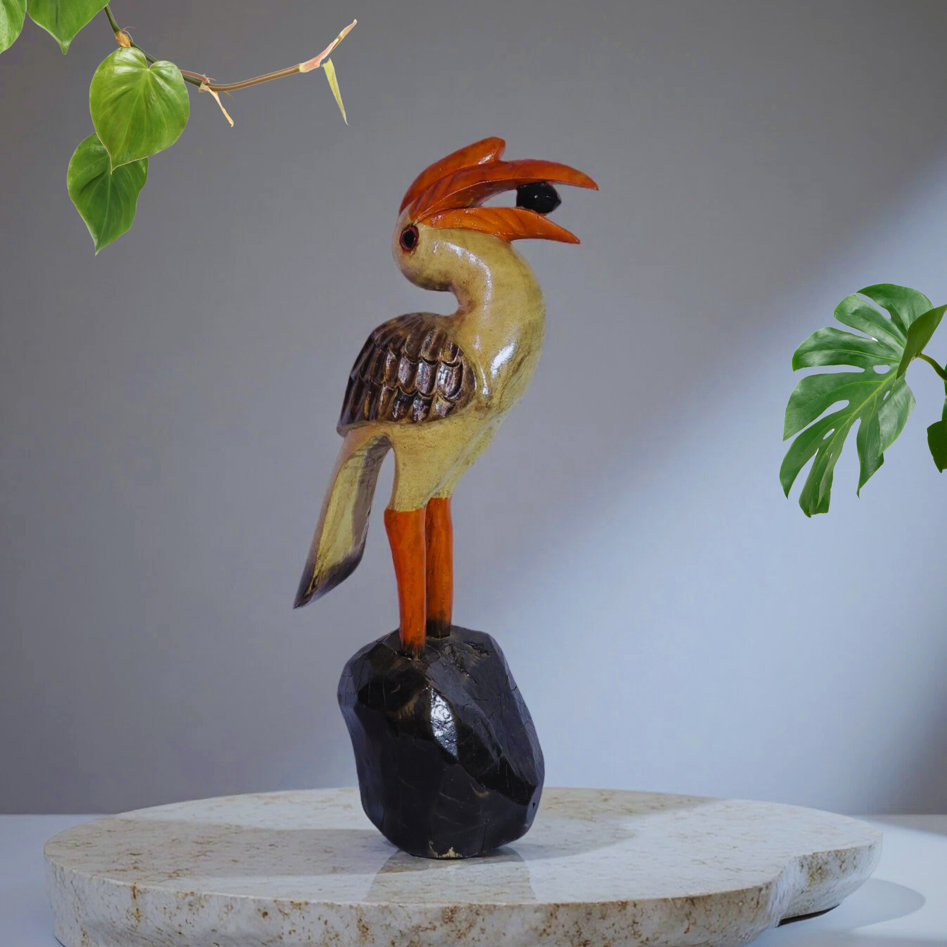 Handcrafted Wooden Hornbill Figurine