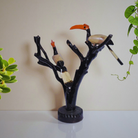 Handcrafted Wooden Twin Birds on Tree