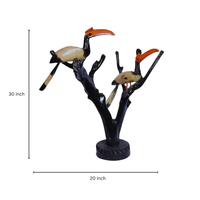 Handcrafted Wooden Twin Birds on Tree