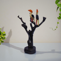 Handcrafted Wooden Twin Birds on Tree Decor