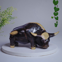 Handcrafted Wooden Gayal Sculpture